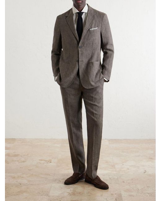 Sunspel Brown Linen Suit Jacket for men