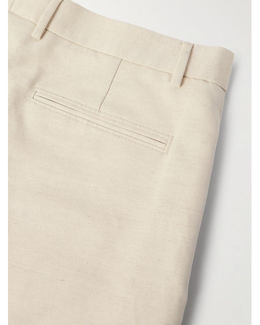 Loro Piana Natural Cedric Tapered Cotton And Linen-Blend Canvas Trousers for men