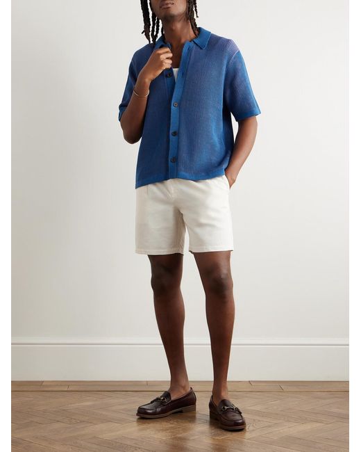 Corridor NYC Blue Plated Ribbed Cotton Shirt for men