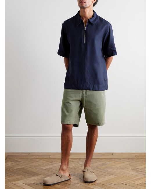NN07 Green Aden 1923 Straight-Leg Organic Cotton-Blend Twill Shorts for men