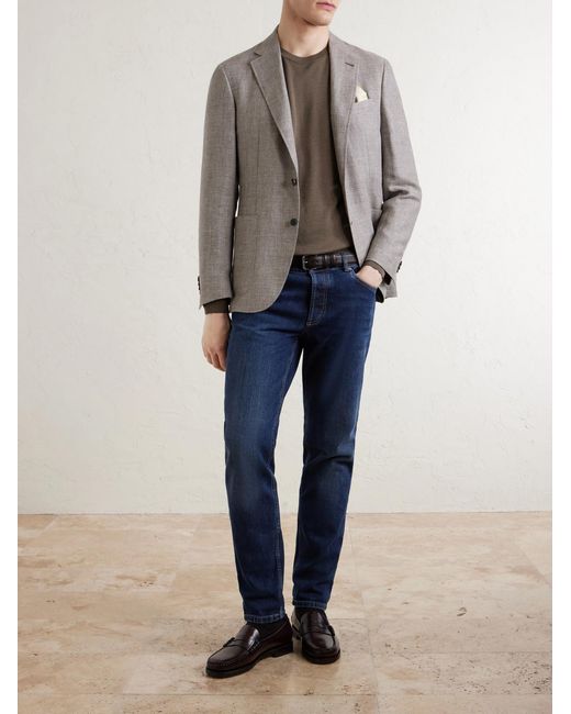 Canali Gray Kei Linen And Wool-Blend Blazer for men