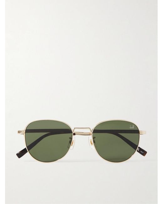 Dunhill Sonnenbrille mit rundem Rahmen aus Azetat in Schildpattoptik mit goldfarbenen Details in Green für Herren