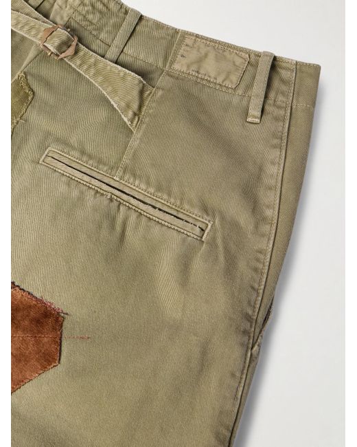 Kapital Multicolor Katsuragi Tapered Appliquéd Distressed Cotton-Twill Trousers for men