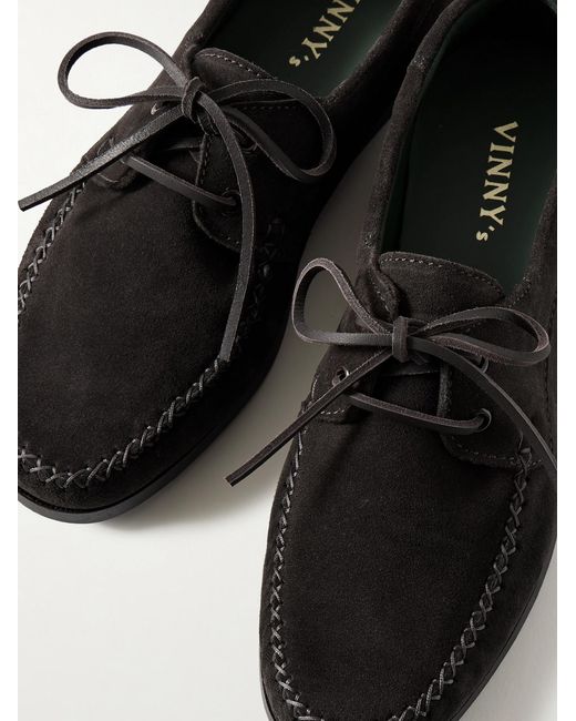 VINNY'S Black Suede Boat Shoes for men
