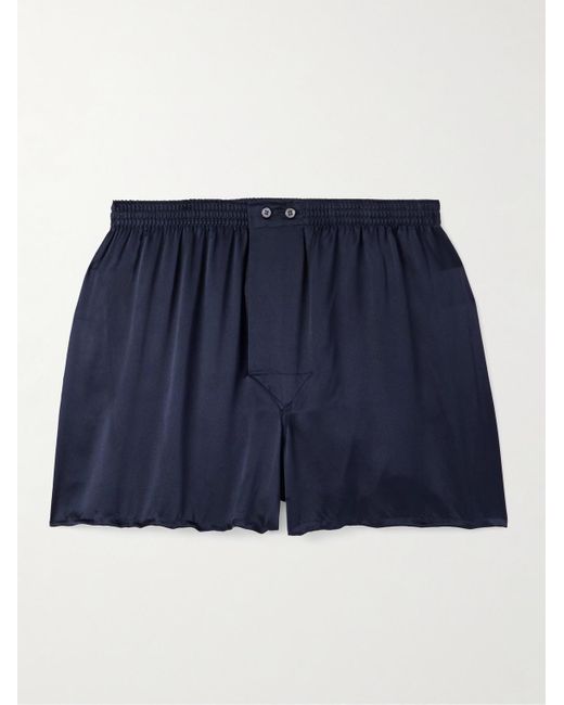 Derek Rose Blue Bailey Silk-Satin Boxer Shorts for men
