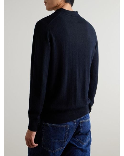 Allude Blue Cashmere Polo Shirt for men