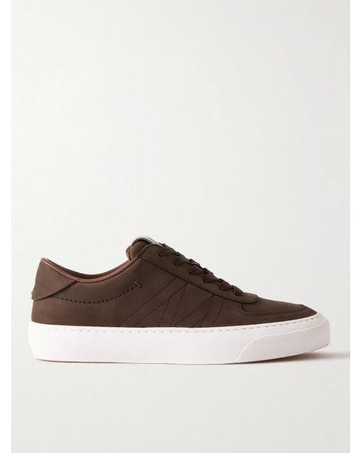 Moncler Brown Monclub Embroidered Suede Sneakers for men