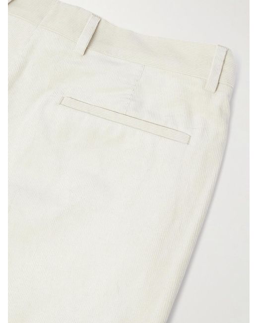 Brunello Cucinelli White Straight-Leg Pleated Cotton-Corduroy Suit Trousers for men