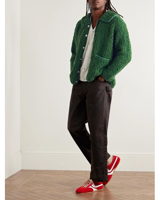 Bode Green Moppet Wool-Bouclé Cardigan for men