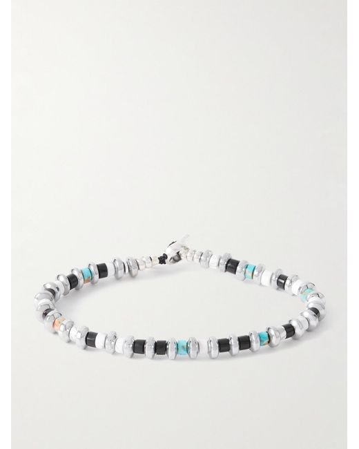 Sterling Multi-Stone Beaded Bracelet di Mikia in Natural da Uomo