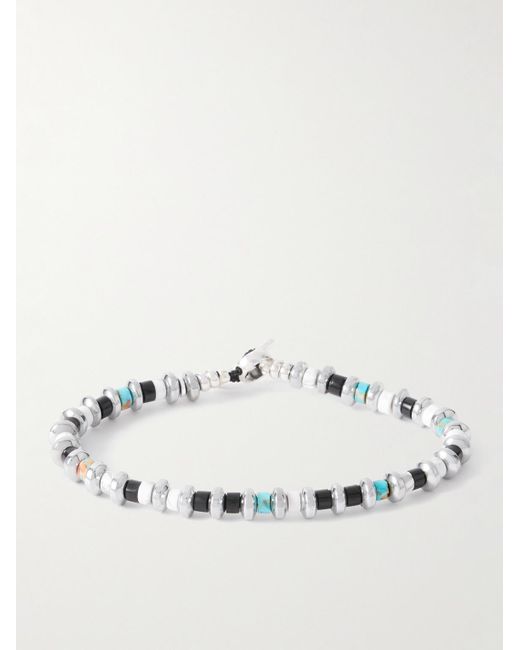 Mikia Natural Sterling Multi-Stone Beaded Bracelet for men