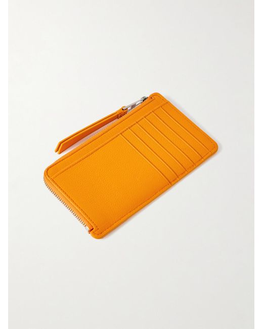 Loewe Orange Leather Puzzle Edge Coin And Card Holder for men