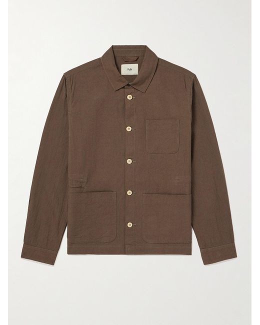 Folk Brown Assembly Crinkled-cotton Jacket for men