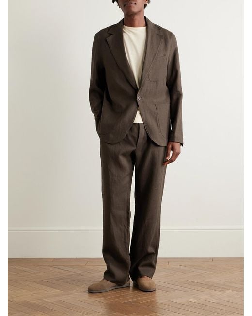 STÒFFA Brown Unstructured Washed-Linen Blazer for men