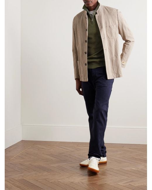 Linton Logo-Embroidered Wool Half-Zip Sweater di James Purdey & Sons in Green da Uomo