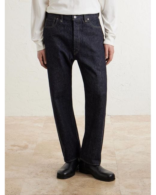 A.PRESSE Blue Tapered Jeans for men