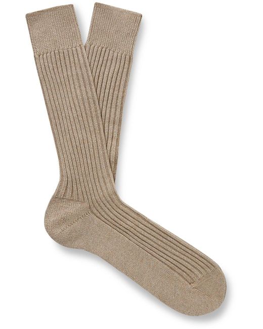 Tom Ford Ribbed Cotton Socks in Natural for Men Lyst
