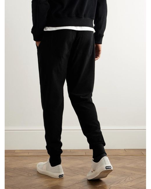 Tom Ford Black Tapered Cotton-terry Sweatpants for men