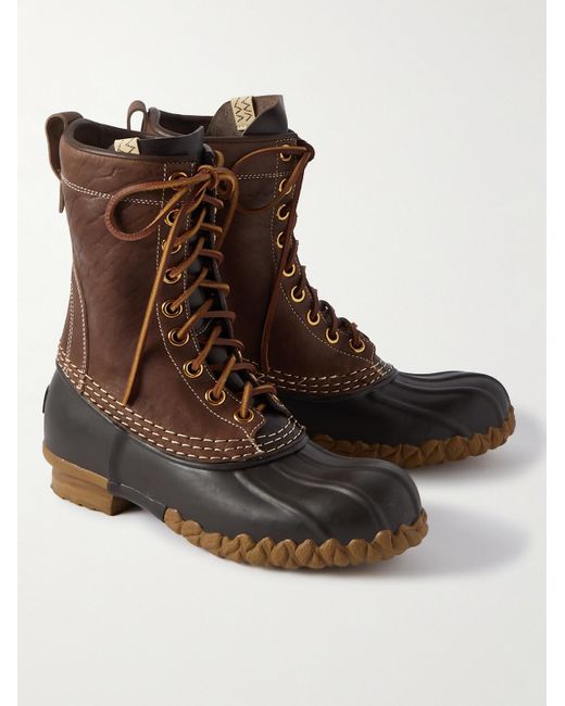 Visvim Brown Decoy-folk Rubber-trimmed Leather Duck Boots for men