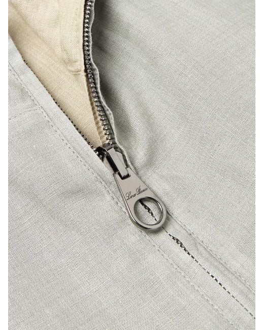Loro Piana White Reversible Linen Bomber Jacket for men