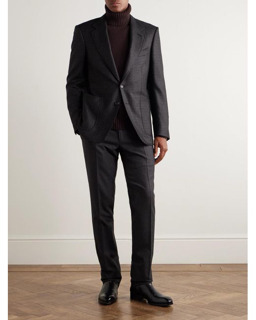 Tom Ford Black Houndstooth Wool Blazer for men