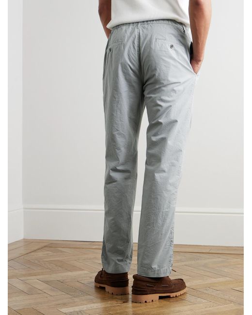 Hartford Gray Tanker Slim-Fit Straight-Leg Cotton Drawstring Trousers for men