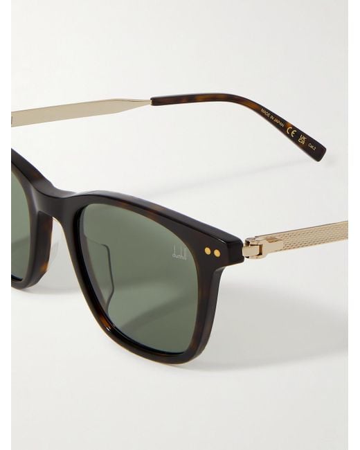 Dunhill Metallic Square-frame Tortoiseshell Acetate And Gold-tone Sunglasses for men