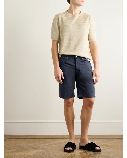 Slowear Blue Division Straight-Leg Cotton-Blend Shorts for men