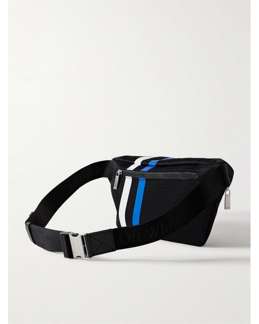 Off-White c/o Virgil Abloh Black Logo-print Striped Mesh Belt Bag for men