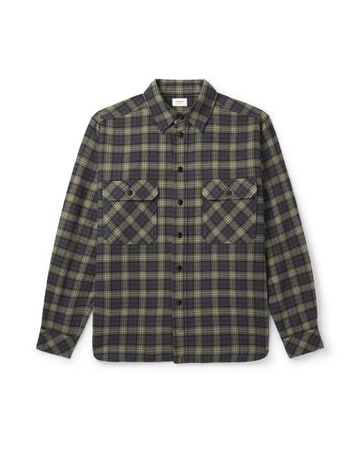 Saint Laurent Gray Checked Wool-Gauze Overshirt for men