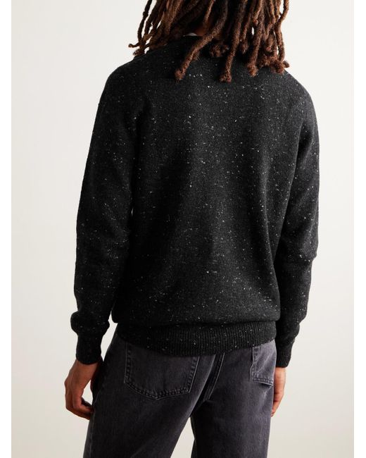 Inis Meáin Black Merino Wool And Cashmere-blend Sweater for men