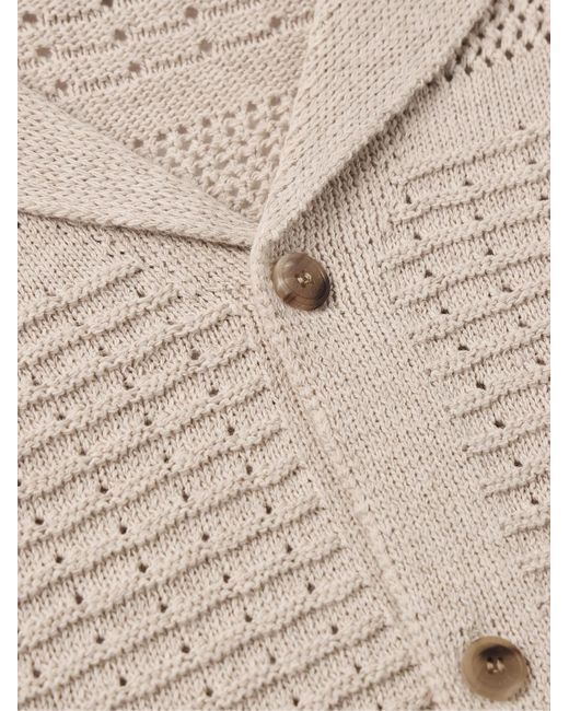 Camicia in misto cotone punto a giorno con colletto aperto di LE17SEPTEMBRE in Natural da Uomo