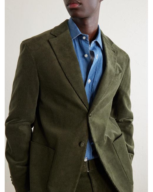 Officine Generale Green Michel Cotton-Blend Corduroy Suit Jacket for men
