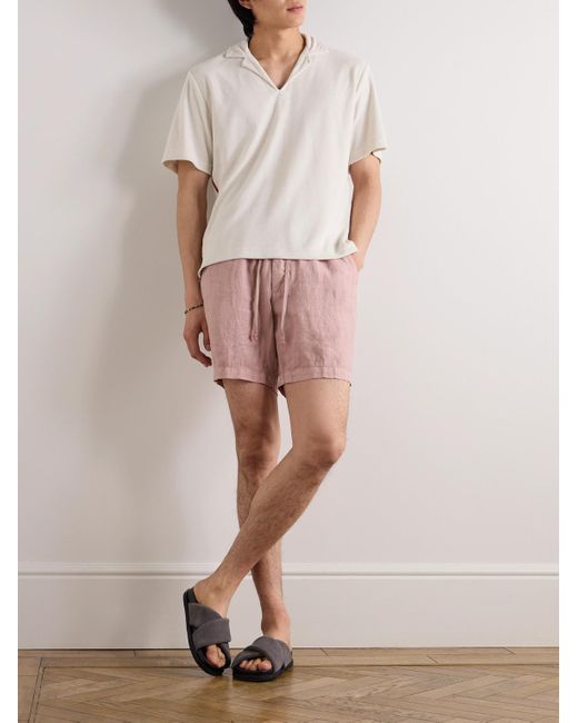 Altea Pink Samuel Straight-leg Linen Drawstring Shorts for men