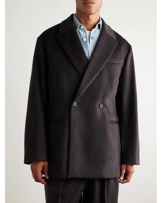 Ssstein Black Double-Breasted Cashmere Blazer for men