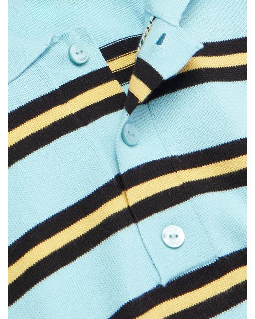 Loewe Blue Paula's Ibiza Striped Cotton Polo Shirt for men