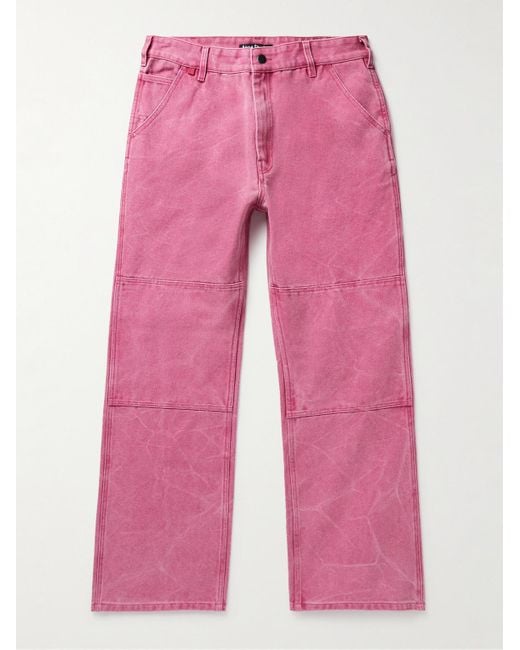 Acne Palma gerade geschnittene Hose aus Baumwoll-Canvas in Distressed-Optik in Pink für Herren