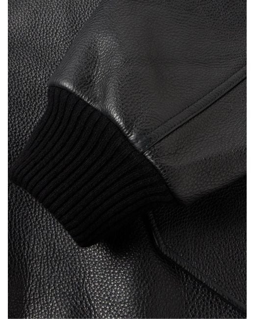 Loewe Black Textured-leather Bomber Jacket for men