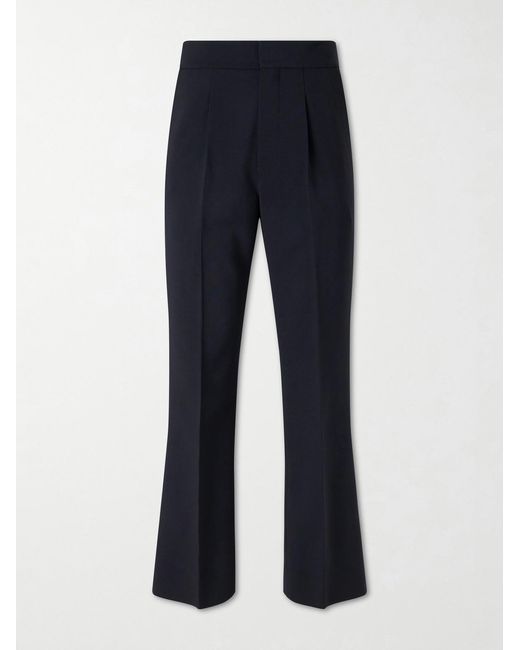 Fear Of God Blue Flared Pleated Wool-Blend Trousres for men