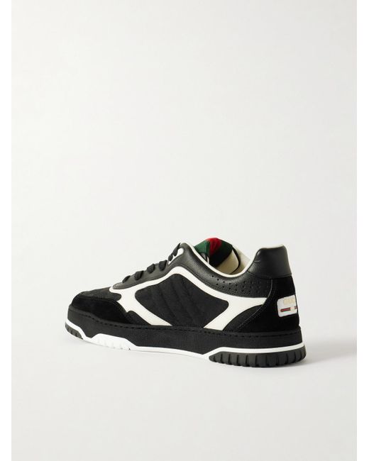 Gucci Black Re-Web Suede And Webbing-Trimmed Canvas And Leather Sneakers for men