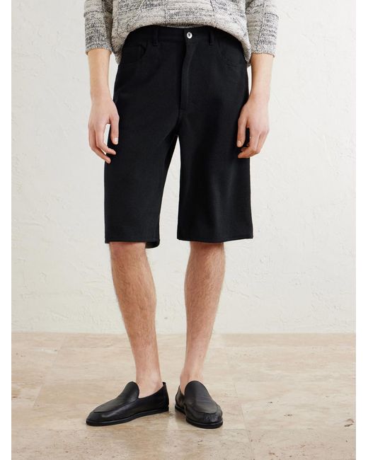 Auralee Blue Wide-leg Silk Shorts for men