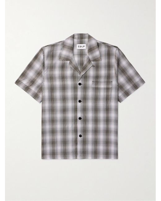 CDLP Gray Convertible-collar Checked Tm Lyocell Poplin Pyjama Shirt for men