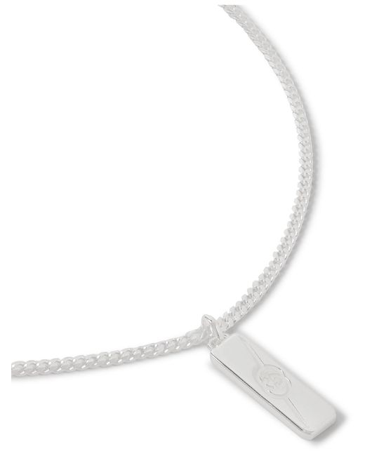 Gucci White Logo-engraved Sterling Silver Pendant Necklace for men