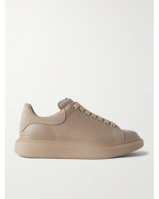 Alexander McQueen Natural Exaggerated-Sole Suede-trimmed Leather Sneakers for men