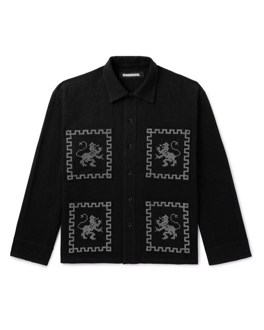 Neighborhood Black Embroidered Cotton And Linen-blend Jacket for men