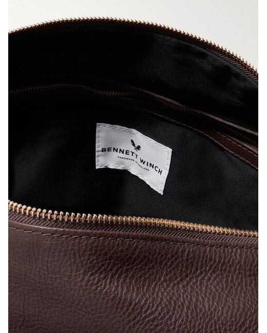 Bennett Winch Brown Logo-debossed Full-grain Leather Weekend Bag for men