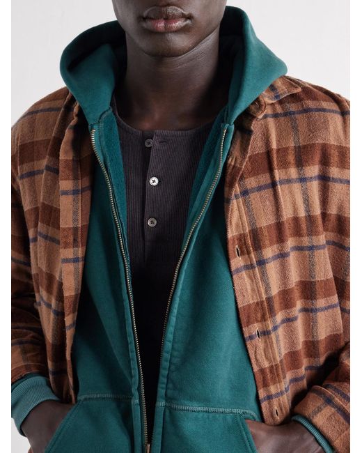 A.PRESSE Green Vintage Cotton-jersey Zip-up Hoodie for men