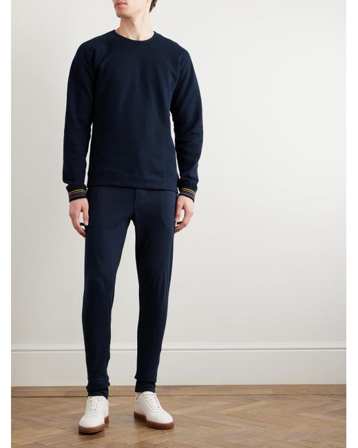Paul Smith Blue Slim-fit Tapered Cotton-jersey Sweatpants for men