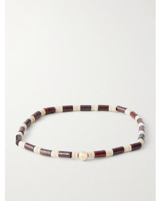 Luis Morais Natural 14-Karat, Jasper And Vinyl Beaded Bracelet for men
