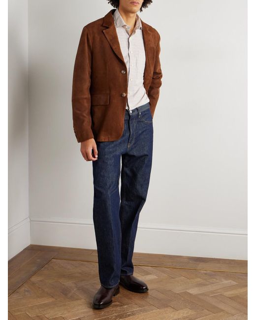 Checked Cotton-Tattersall Shirt di Sid Mashburn in White da Uomo